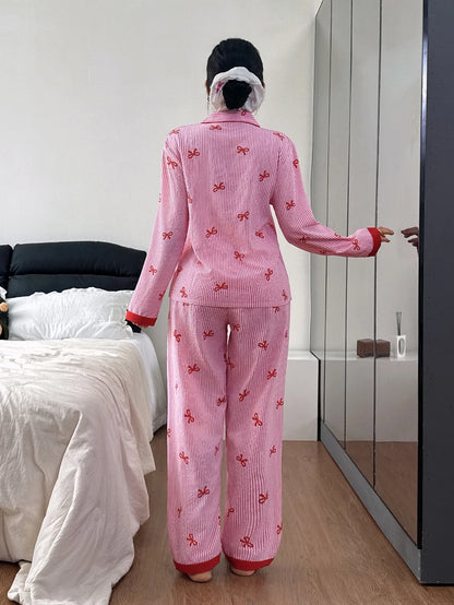 Pyjama Boutonné - Haut à manches longues et pantalon assorti à rayures 🎀