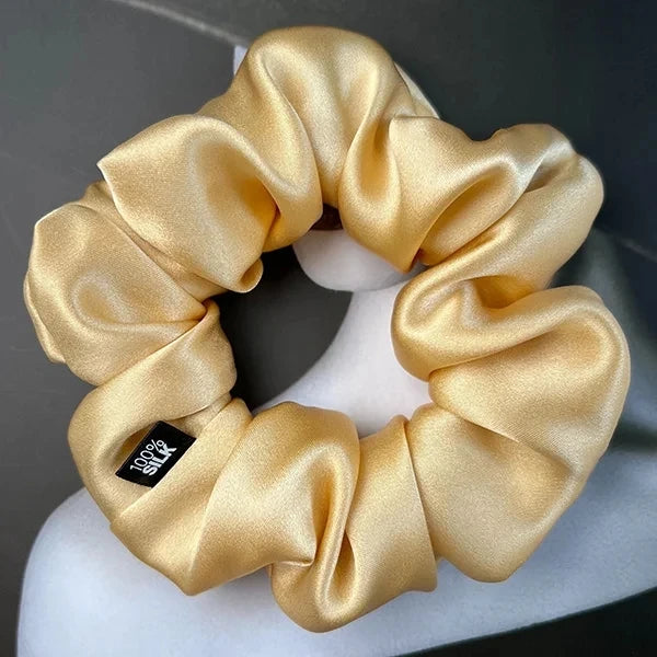 Chouchou Cheveux en Soie de Mûrier 19 momme – Élastique cheveux grande taille Uni