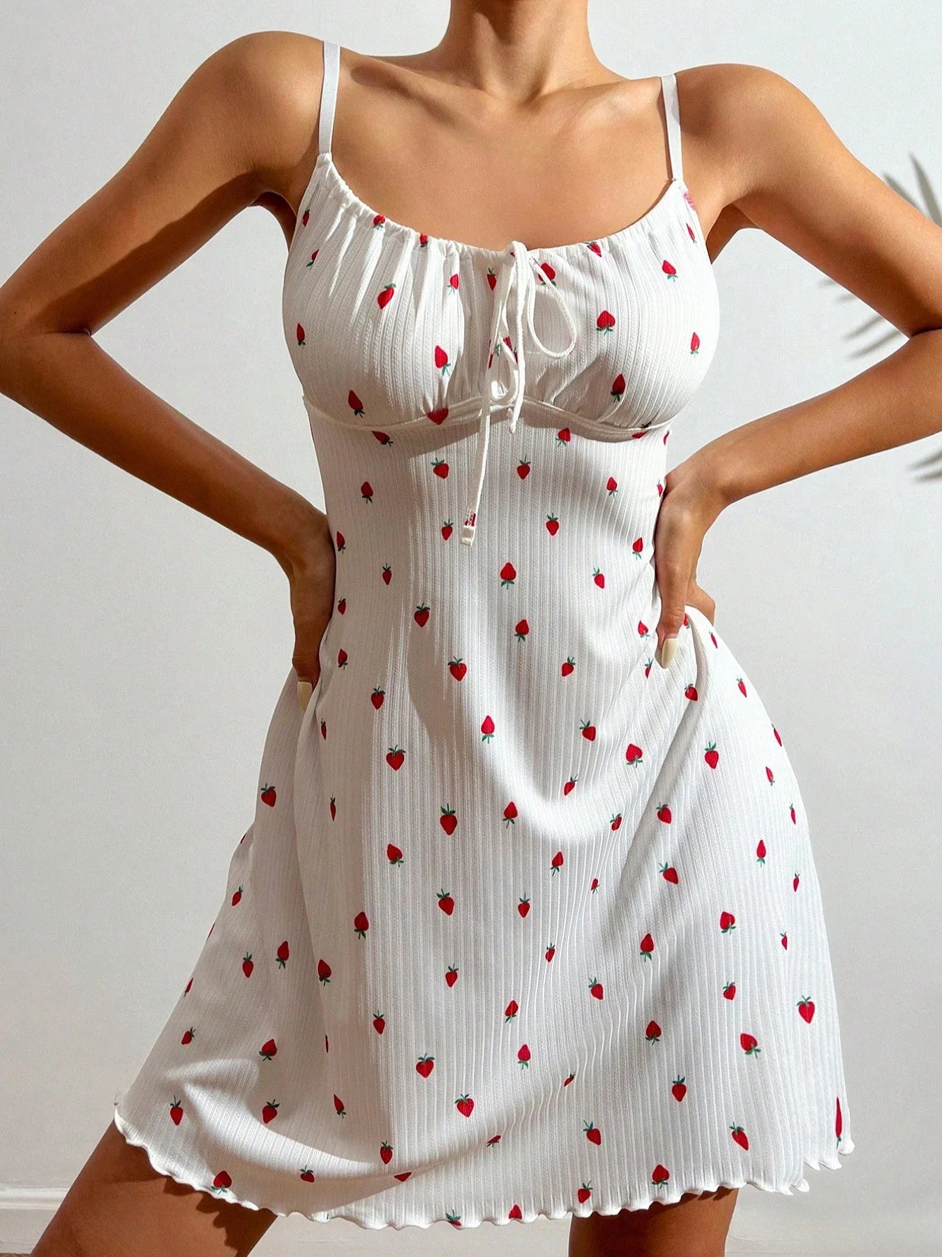 Nuisette Femme - Nuisette à Bretelles à motif ❤️🍒🍓