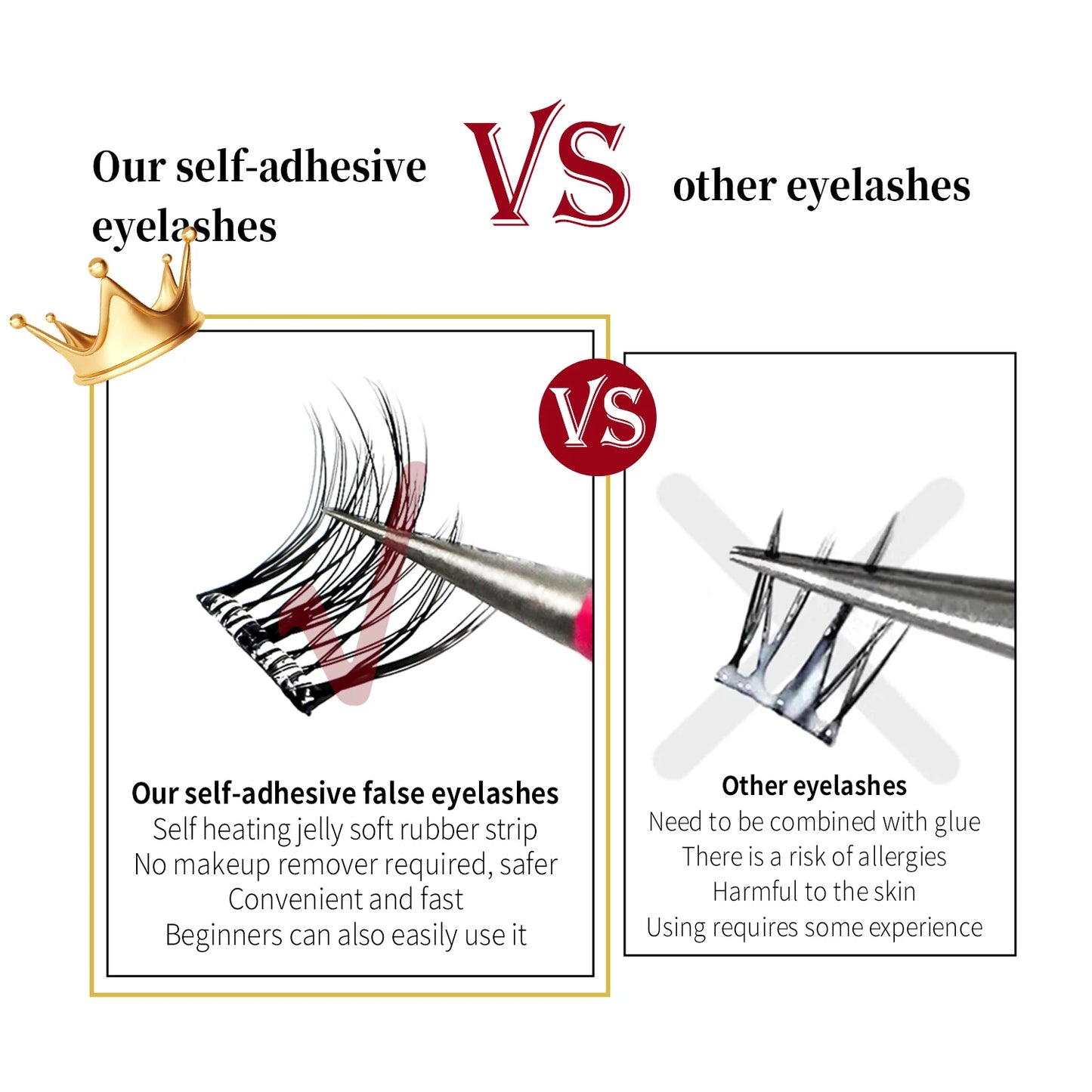 👁️ Juego de pestañas postizas autoadhesivas: look natural coreano sin pegamento