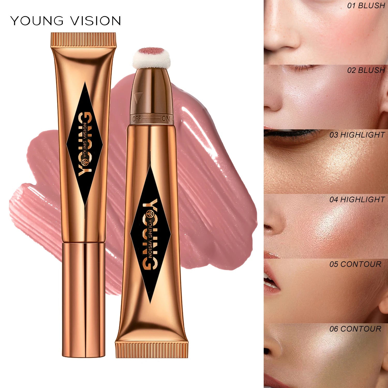 ✨ YOUNG VISION – Cushion, poudre blush & rouge à lèvres liquide, 6 teintes au choix