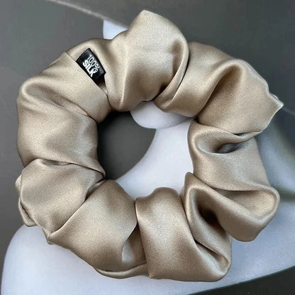 Chouchou Cheveux en Soie de Mûrier 19 momme – Élastique cheveux grande taille Uni