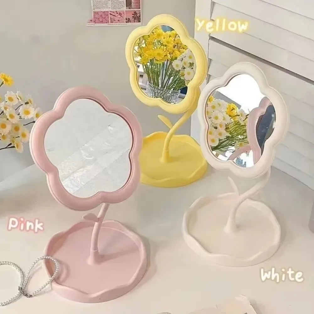 Espejo de maquillaje giratorio con diseño de girasol