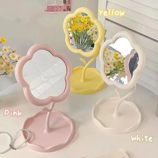 Espejo de maquillaje giratorio con diseño de girasol