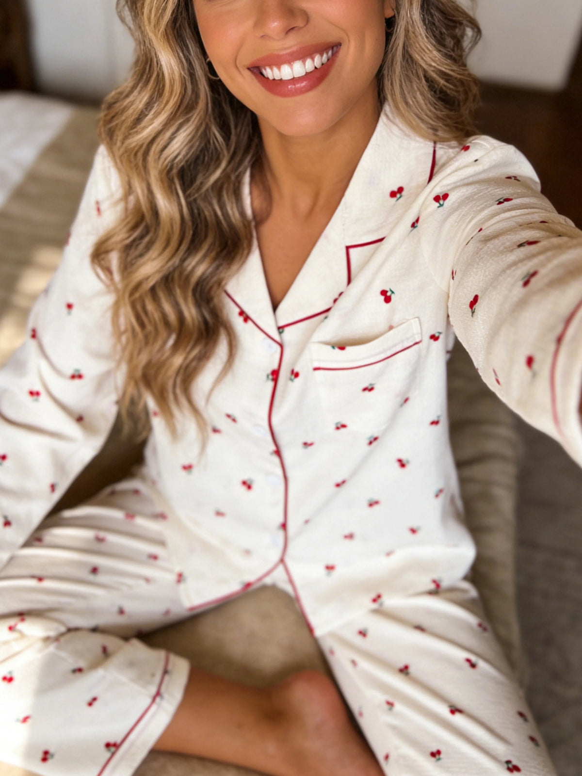 Pyjama Boutonné - Haut à manches longues et pantalon assorti 🍒