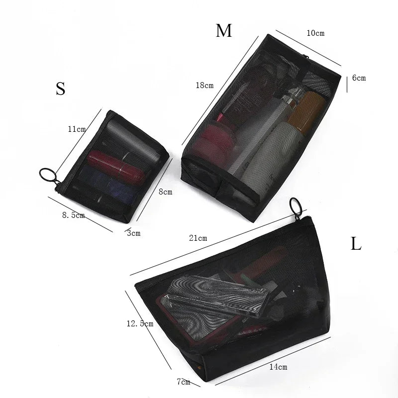 💄 Pequeña bolsa de malla para maquillaje: práctico organizador de viaje