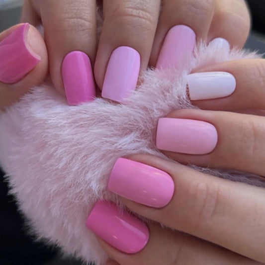 💅 Set de 24 uñas postizas cuadradas cortas – Colores pastel y brillantes