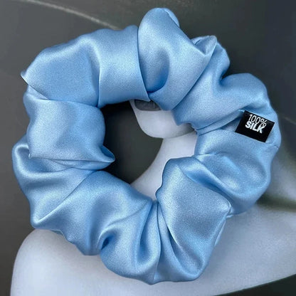 Chouchou Cheveux en Soie de Mûrier 19 momme – Élastique cheveux grande taille Uni