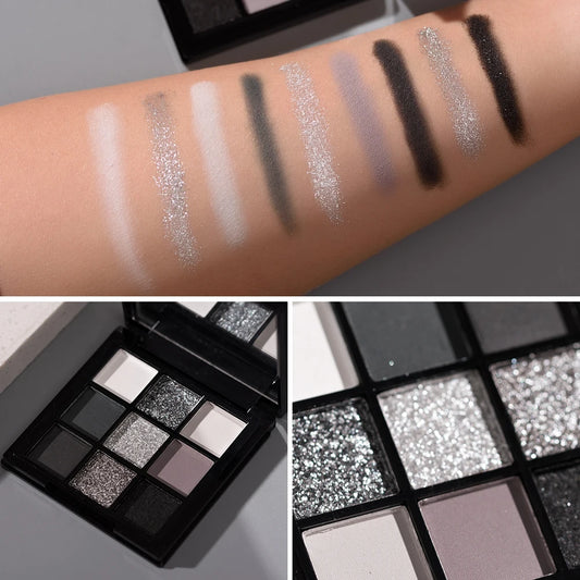 Palette fards à paupières 9 couleurs – Tons smoky mats et brillants
