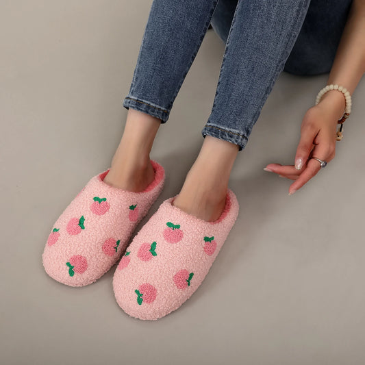 Chaussons Femme Peluche Roses – imprimé 🍑