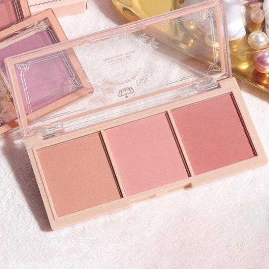 Palette Blush 3 Couleurs Mat – Multifonction Teint & Yeux avec Pinceau