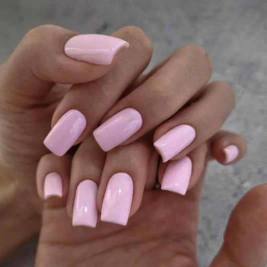 💅 Set de 24 uñas postizas cuadradas cortas – Colores pastel y brillantes