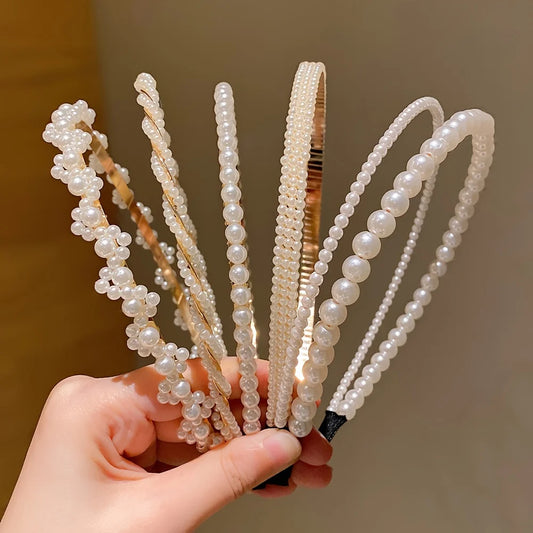 🎀 Conjunto de 5 accesorios para el cabello de princesa para niñas: diademas y pinzas de perlas