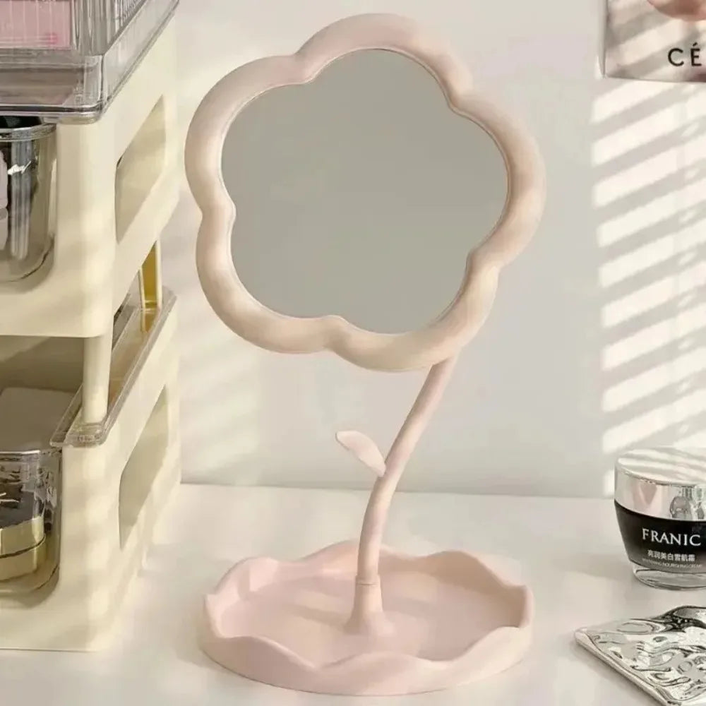 Espejo de maquillaje giratorio con diseño de girasol