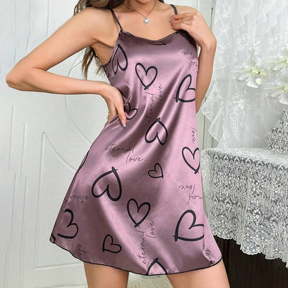 Nuisette Femme Satin  – Courte à Bretelles Fines imprimés variés