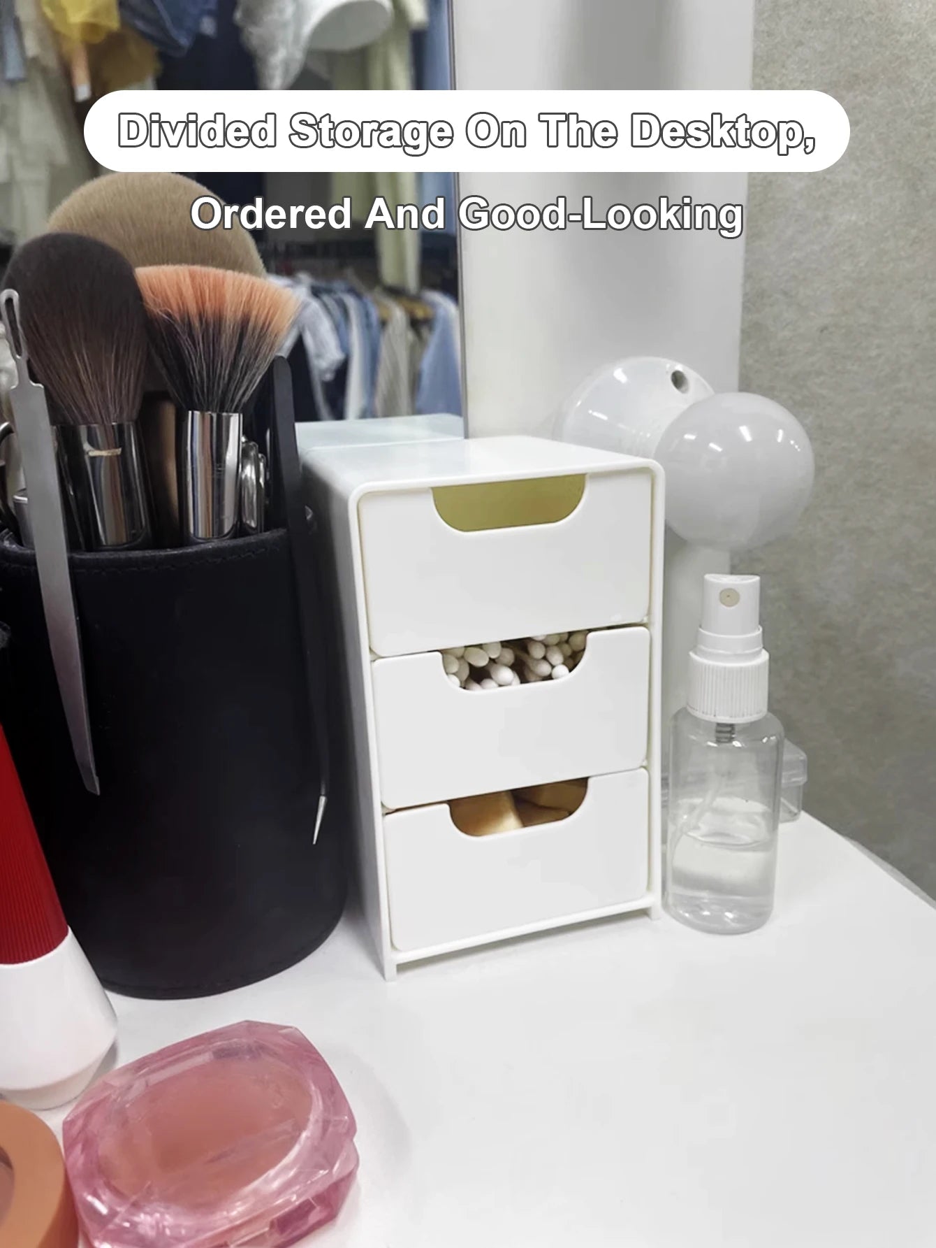 Minicaja de almacenamiento de escritorio: cajones compartimentados para herramientas de uñas y joyas