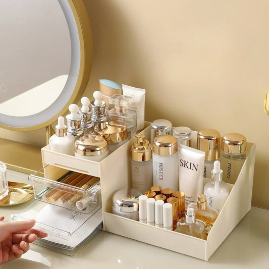 Caja de maquillaje transparente: cajones prácticos y diseño moderno