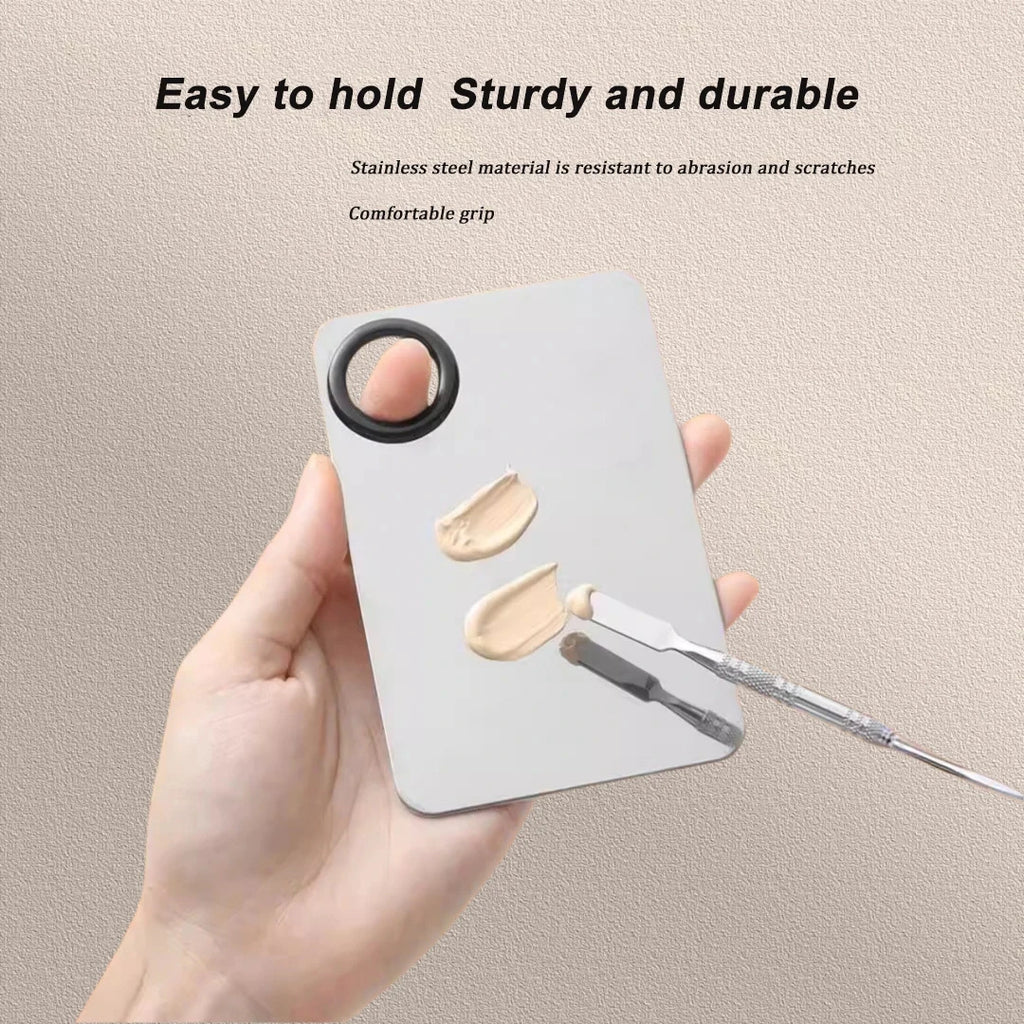🎨 Palette de mélange maquillage en acier inoxydable – Outil professionnel