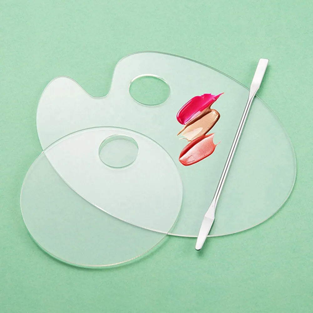 🎨 Palette de maquillage en acrylique transparente – Avec spatule de mélange