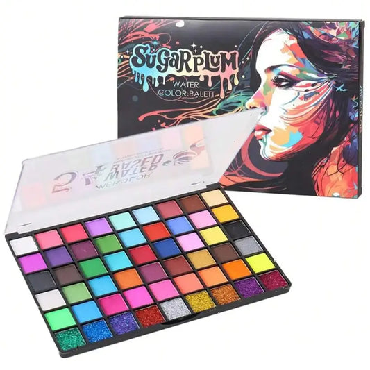 Palette Maquillage Artistique 54 Couleurs – Fards Visage & Eyeliner à l’Eau