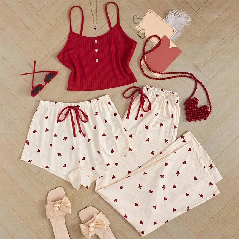 Ensemble de pyjama - Haut camisole, short et pantalon 🩷