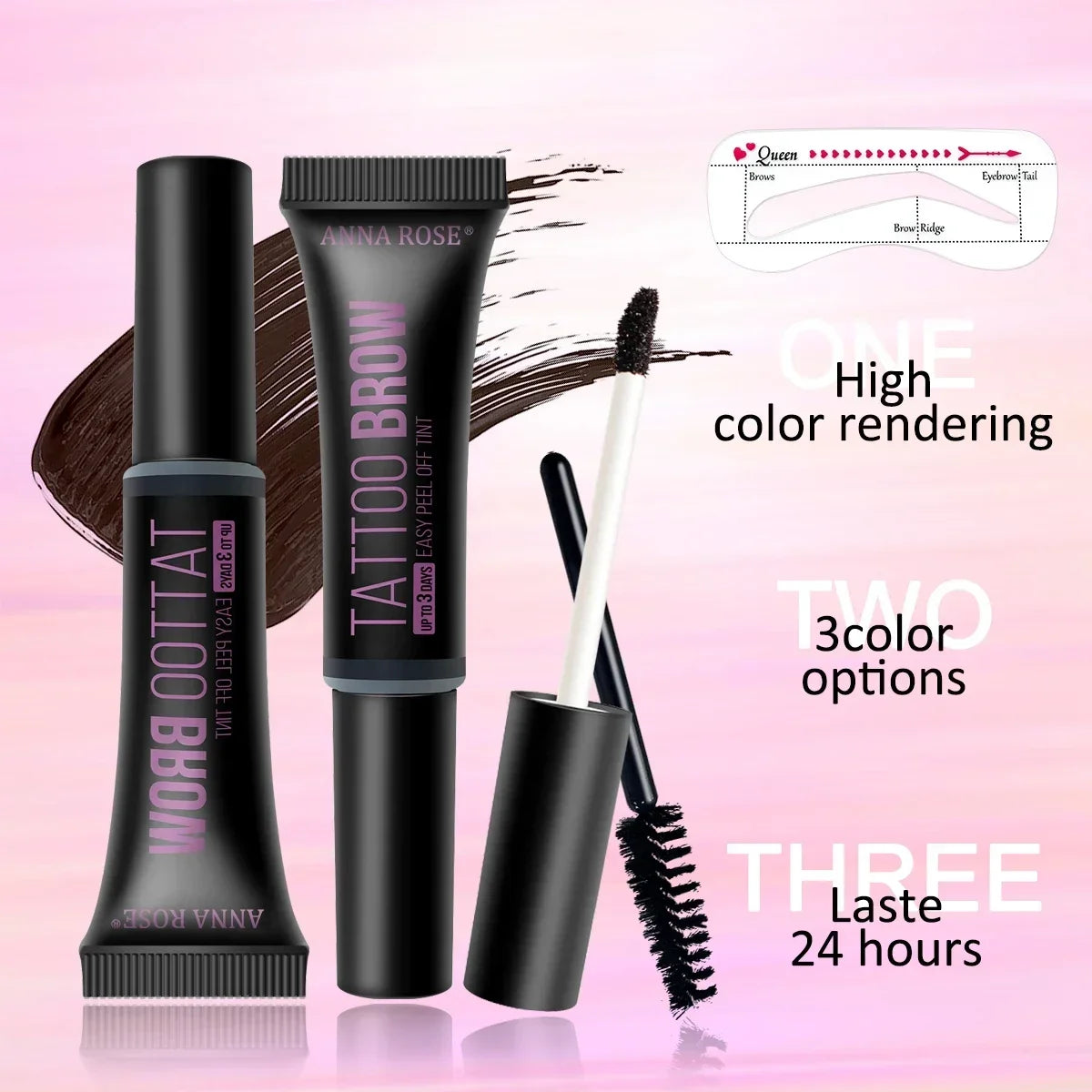 🎨💧 Waterproof Peel-Off Eyebrow Tattoo Gel – With Stencils, 3 Days Long Lasting