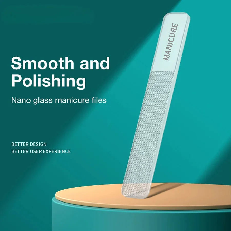 Lima de uñas de nano vidrio: pulido brillante y profesional, lavable