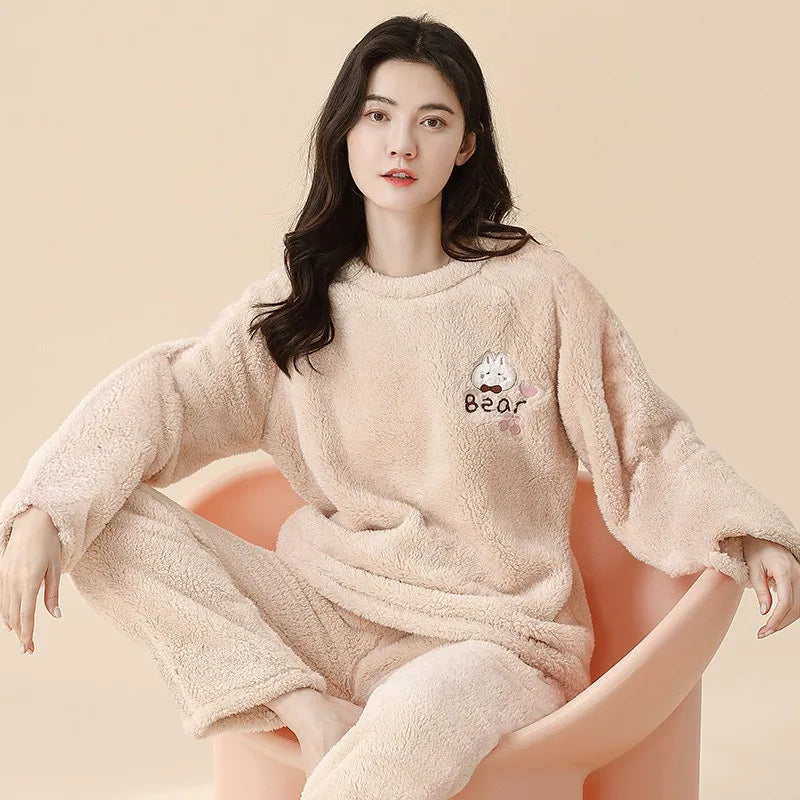 Pyjama Femme Flanelle - Haut Manches Longues et Pantalon imprimé variés 🍓