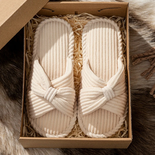 Chaussons Femme à Nœud – Confortables et Légers pour Intérieur et Chambre 🎀