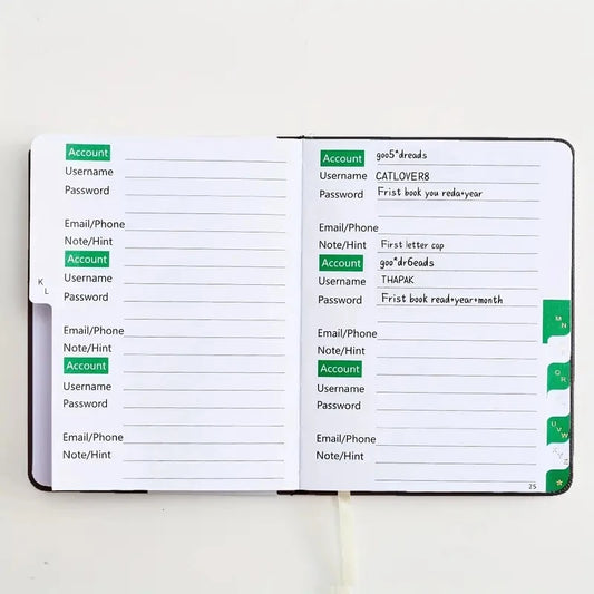 Libreta de contraseñas con pestañas alfabéticas: un cuaderno seguro y organizado