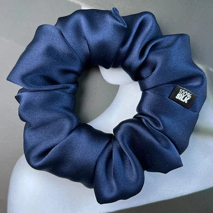 Chouchou Cheveux en Soie de Mûrier 19 momme – Élastique cheveux grande taille Uni