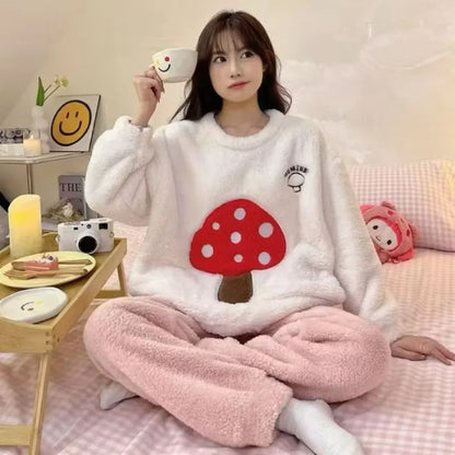Pyjama Femme Flanelle - Haut Manches Longues et Pantalon imprimé variés 🍓