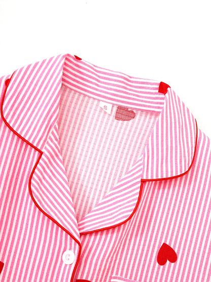 Pajama Set - Short-sleeve top, shorts and striped pants ❤️