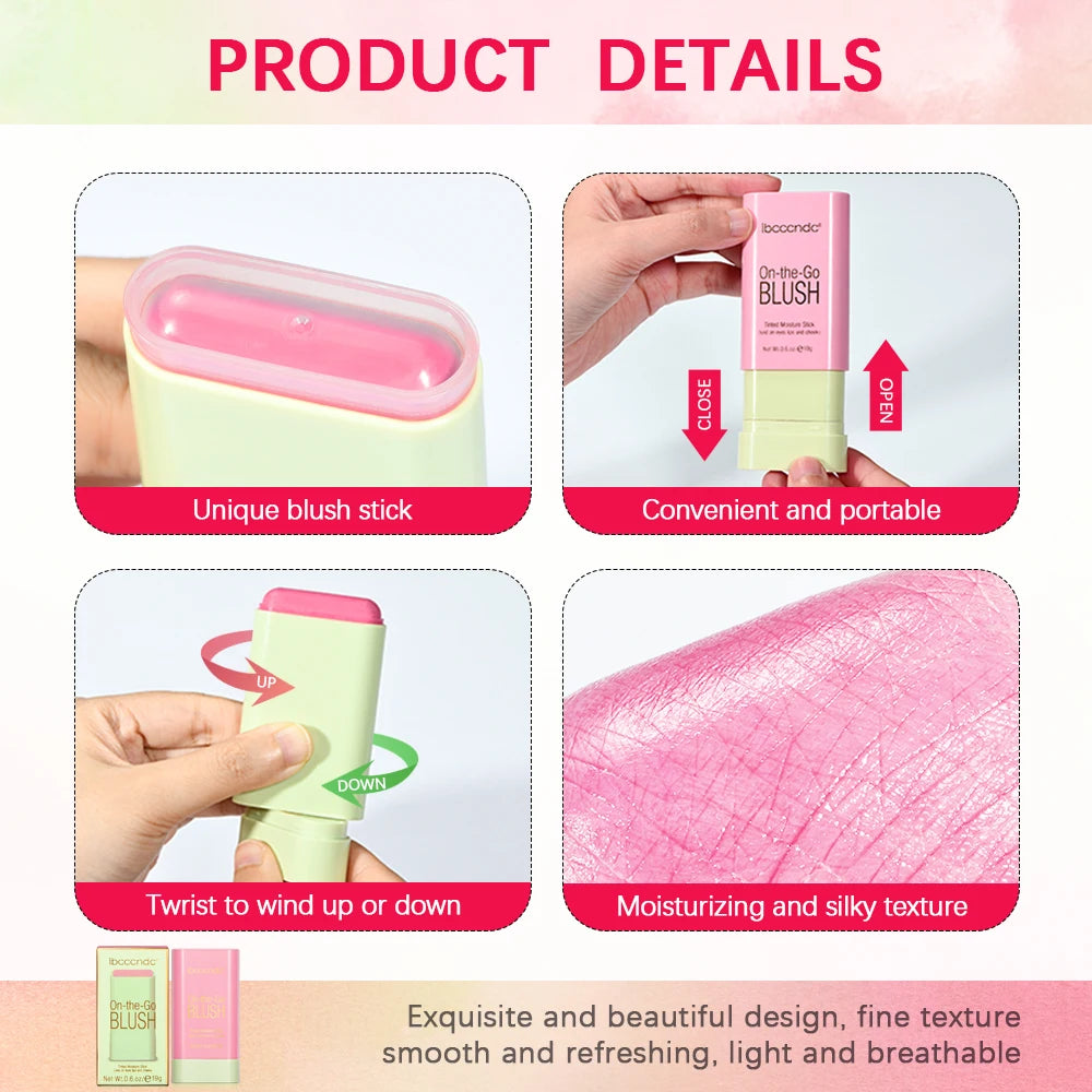 💗 Long-lasting Blush Stick – Matte Finish &amp; Korean Pink Shades