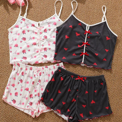 Pyjama - Haut camisole à bretelles et short assorti ❤️
