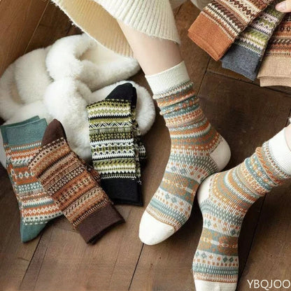 Lot de Chaussette  hiver rayées unisexes – Épaisses et chaudes