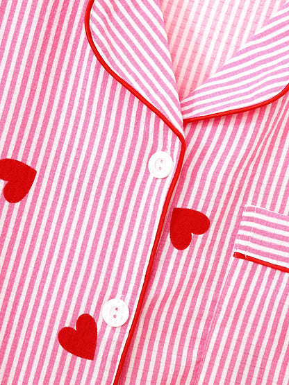 Pajama Set - Short-sleeve top, shorts and striped pants ❤️