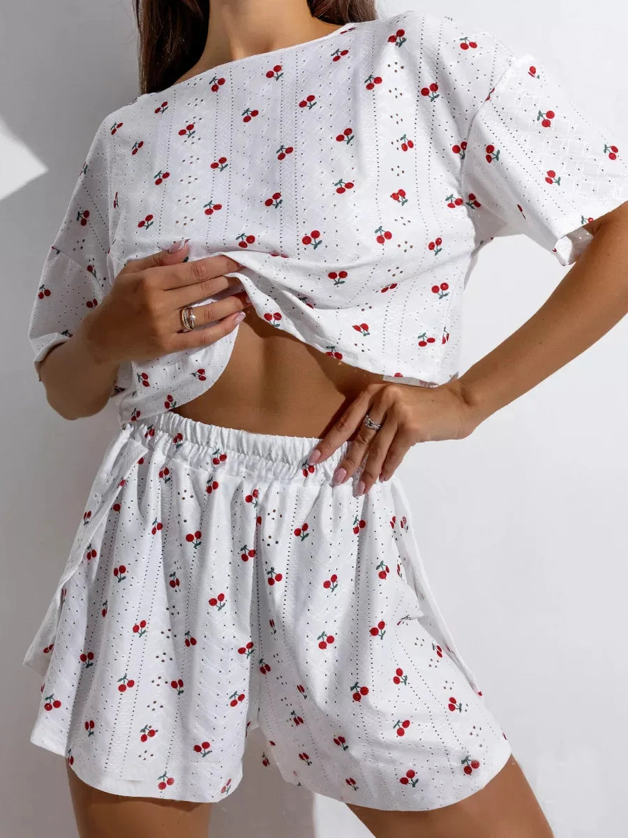 Pyjama Femme  – Haut Manches Courtes et Short imprimés variés