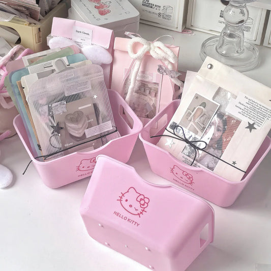 Juego de 5 cestas de almacenamiento de Hello Kitty: organizador de cosméticos sin tapa