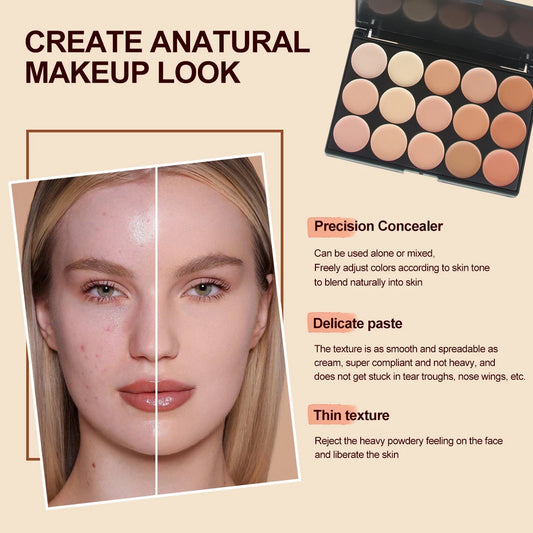 Paleta correctora de 15 tonos: corrector, contorno y base