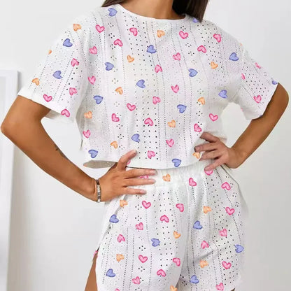 Pyjama Femme  – Haut Manches Courtes et Short imprimés variés