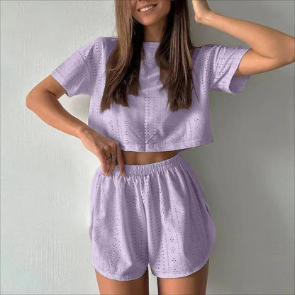 Pyjama Femme  – Haut Manches Courtes et Short imprimés variés