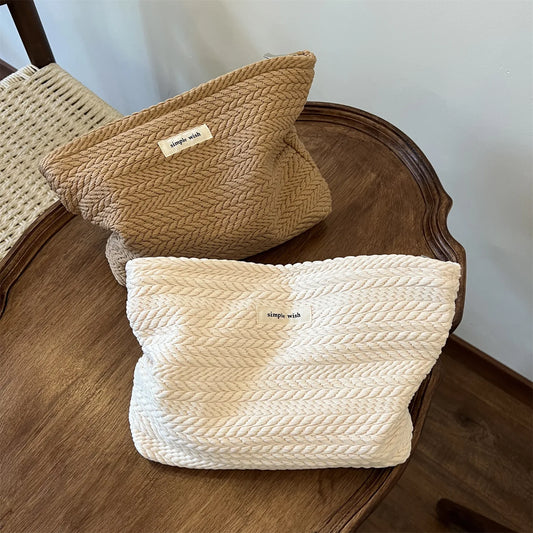 Trousse de Rangement femme crochet coton tissé à la main Uni