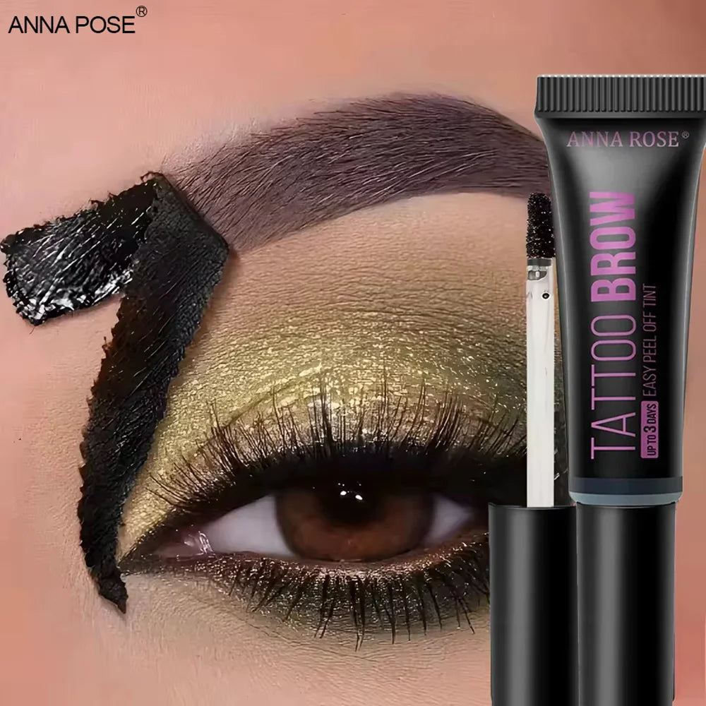 🎨💧 Waterproof Peel-Off Eyebrow Tattoo Gel – With Stencils, 3 Days Long Lasting
