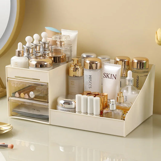 Caja de maquillaje transparente: cajones prácticos y diseño moderno