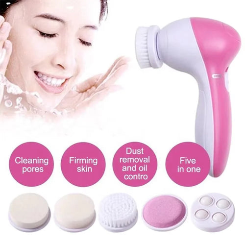 ⚡ Brosse Nettoyante Électrique 5-en-1 – Soin Visage Complet & Massage Spa à Domicile