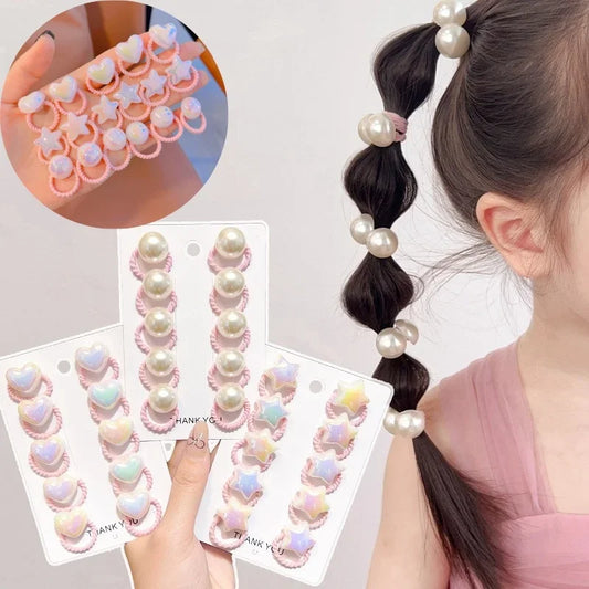 Paquete de 10 gomas para el pelo para niña: diseños de corazón, estrella y bonitos