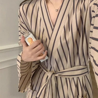 Peignoir Femme Rayé Kimono – Robe Longue variés