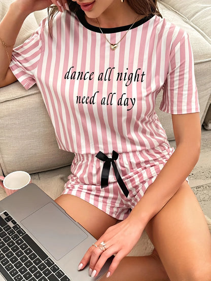 Pyjama Femme – Haut Manches Courtes et Short à rayures