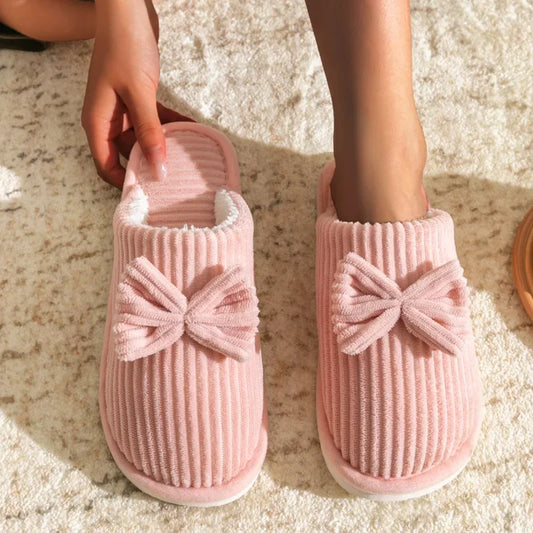 Pantoufles femme à nœud – Chaussons légers, doux et chauds pour la maison